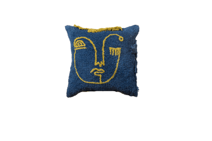 Blue Face pillow cover - alternate angle
