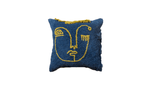 Blue Face pillow cover - alternate angle