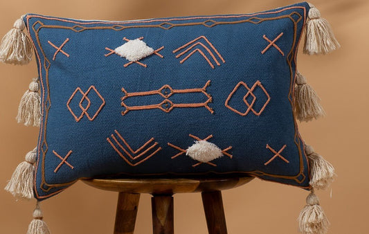 Blue pillow cover - texture close-up