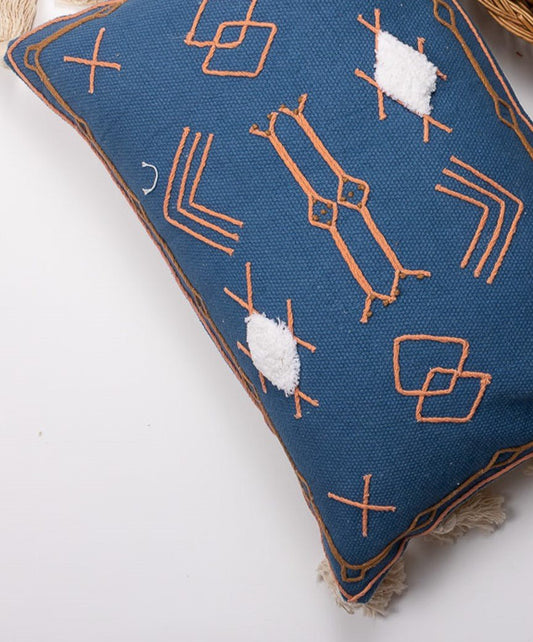 Blue pillow cover - styled room view