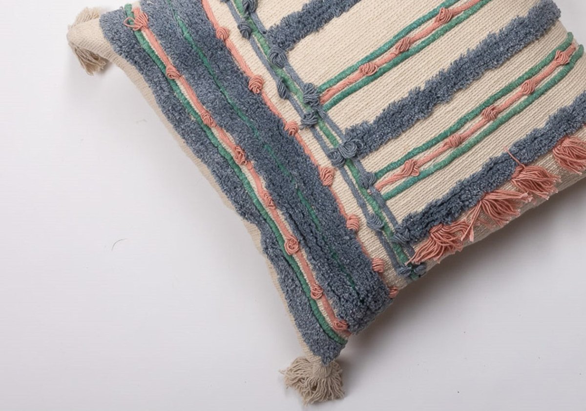 BLUE TUFT - Artful Embroidered Pillow Cover