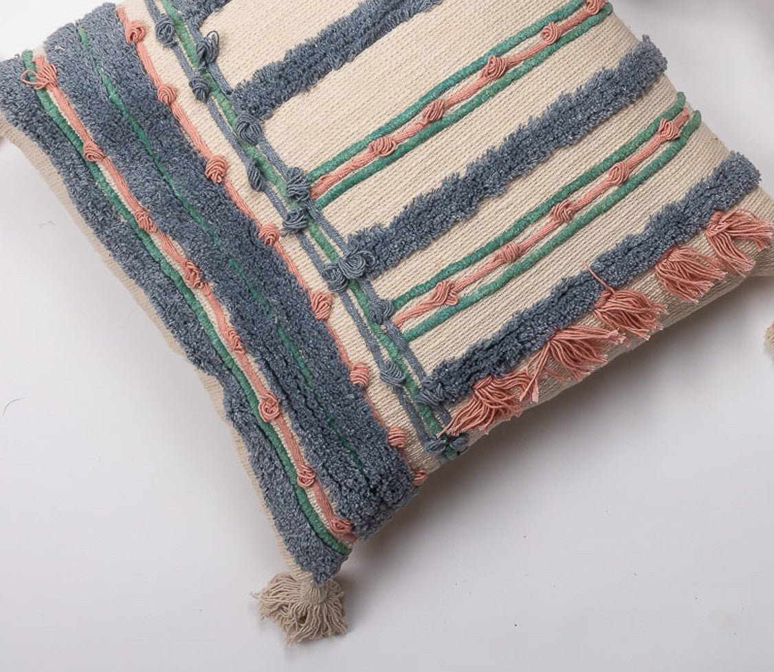 BLUE TUFT - Artful Embroidered Pillow Cover