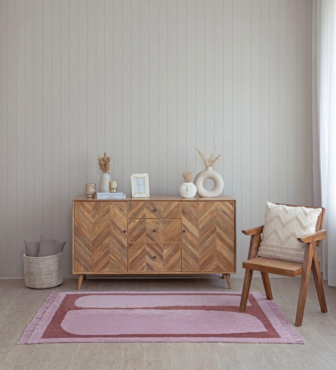 Blush Arch Tufted hand-tufted cotton area rug - main product view