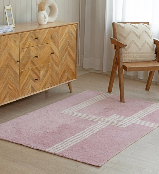 Blush Lines Hand Tufted rug - detail view