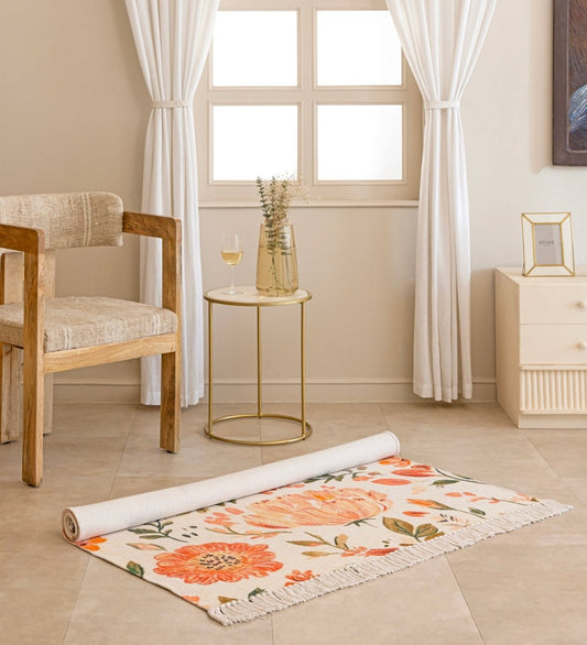 Blush Meadow Floral rug - alternate angle