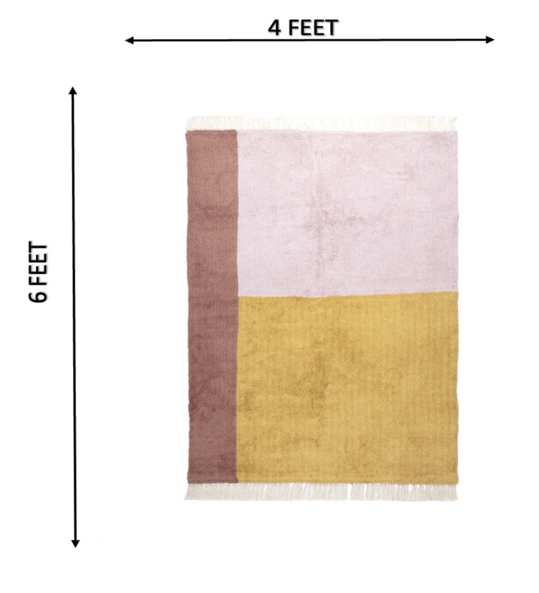 Blush & Mustard Color Block Hand Tufted rug - styled room view