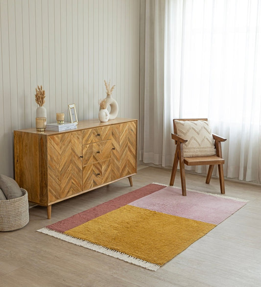 Blush & Mustard Color Block Hand Tufted hand-tufted cotton area rug - main product view