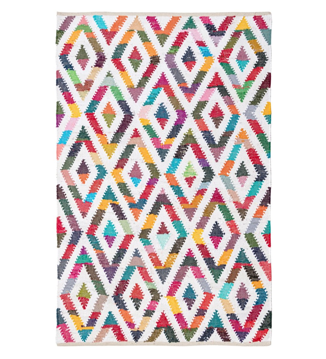Boho Mosaic Hand Woven Recycled Cotton Chindi Rug