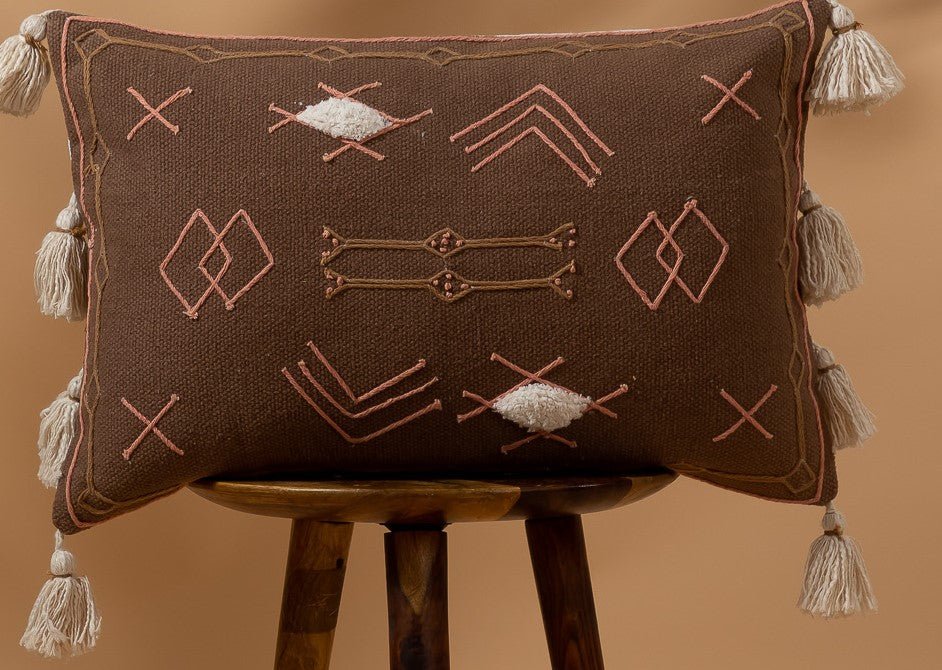 BROWN -Stylist Exquisite Embroidery Pillow Cover