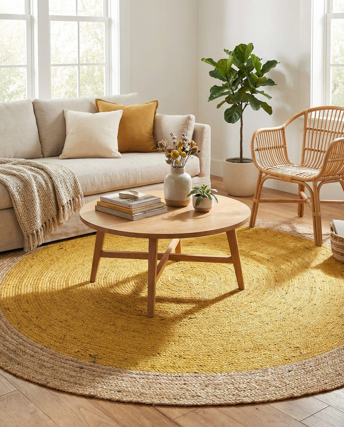Handmade Braided Jute Round Rug