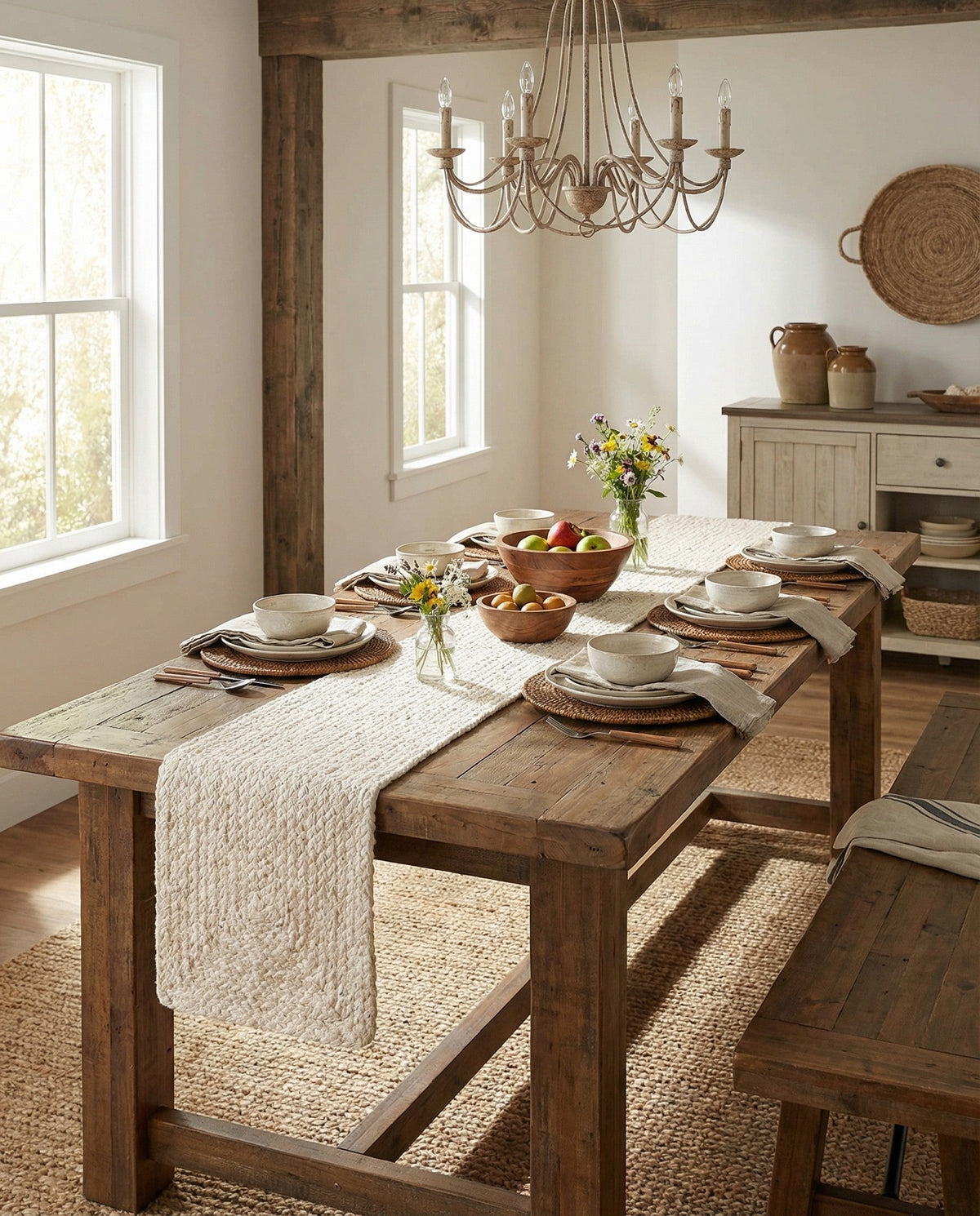 Handmade Braided Chindi Table Runner Rug