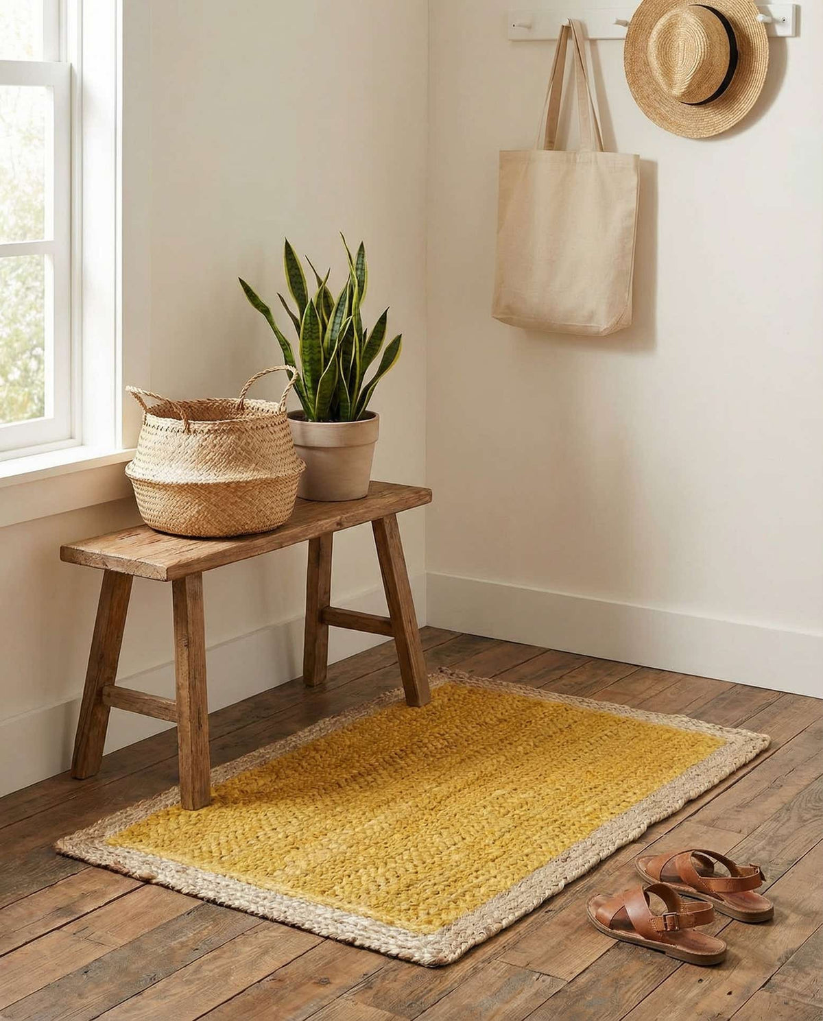 Braided Jute Hand-Braided Area Rug 100% Natural Fiber