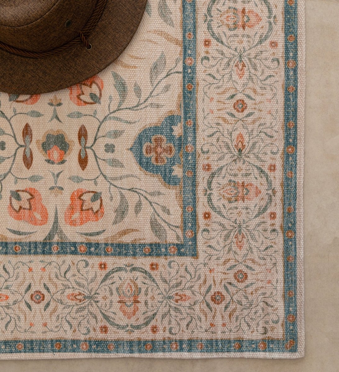 Coastal Blossom Heritage handcrafted cotton area rug - main product view