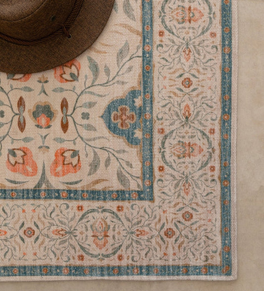 Coastal Blossom Heritage handcrafted cotton area rug - main product view