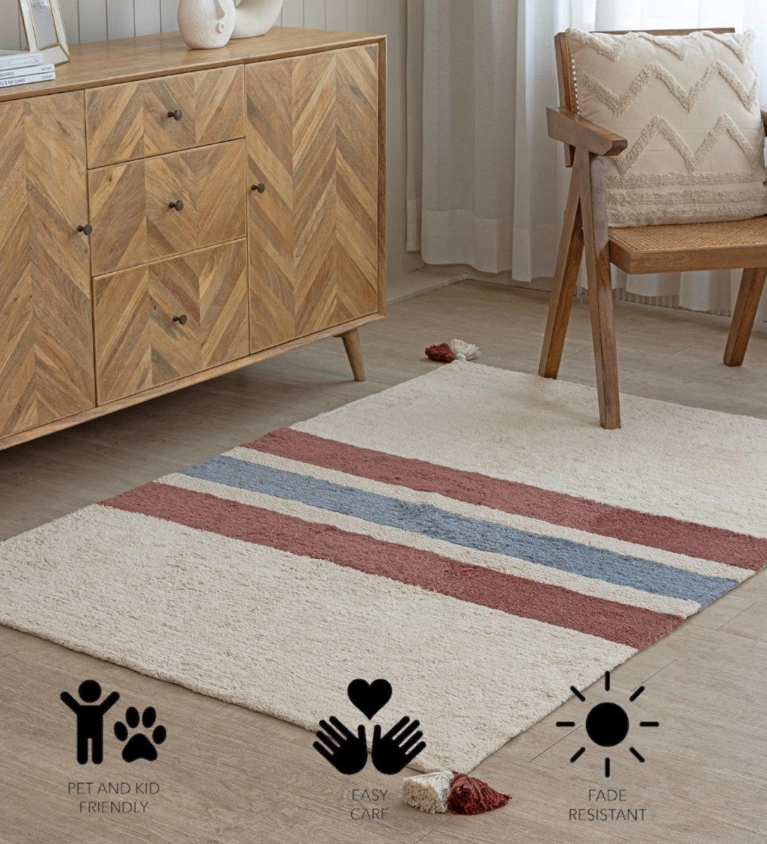Coastal Stripe Hand Tufted rug - detail view