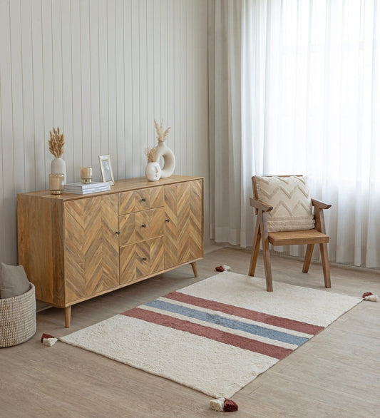 Coastal Stripe Hand Tufted rug - styled room view