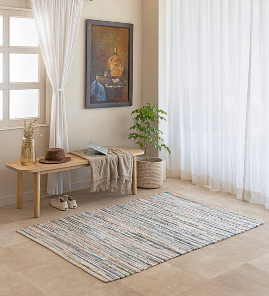 Confetti Woven Chindi hand-woven cotton area rug - main product view