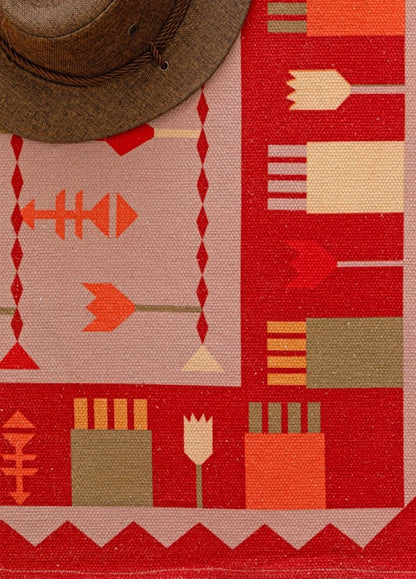 Coral Nomad Arrow digitally printed cotton area rug - main product view
