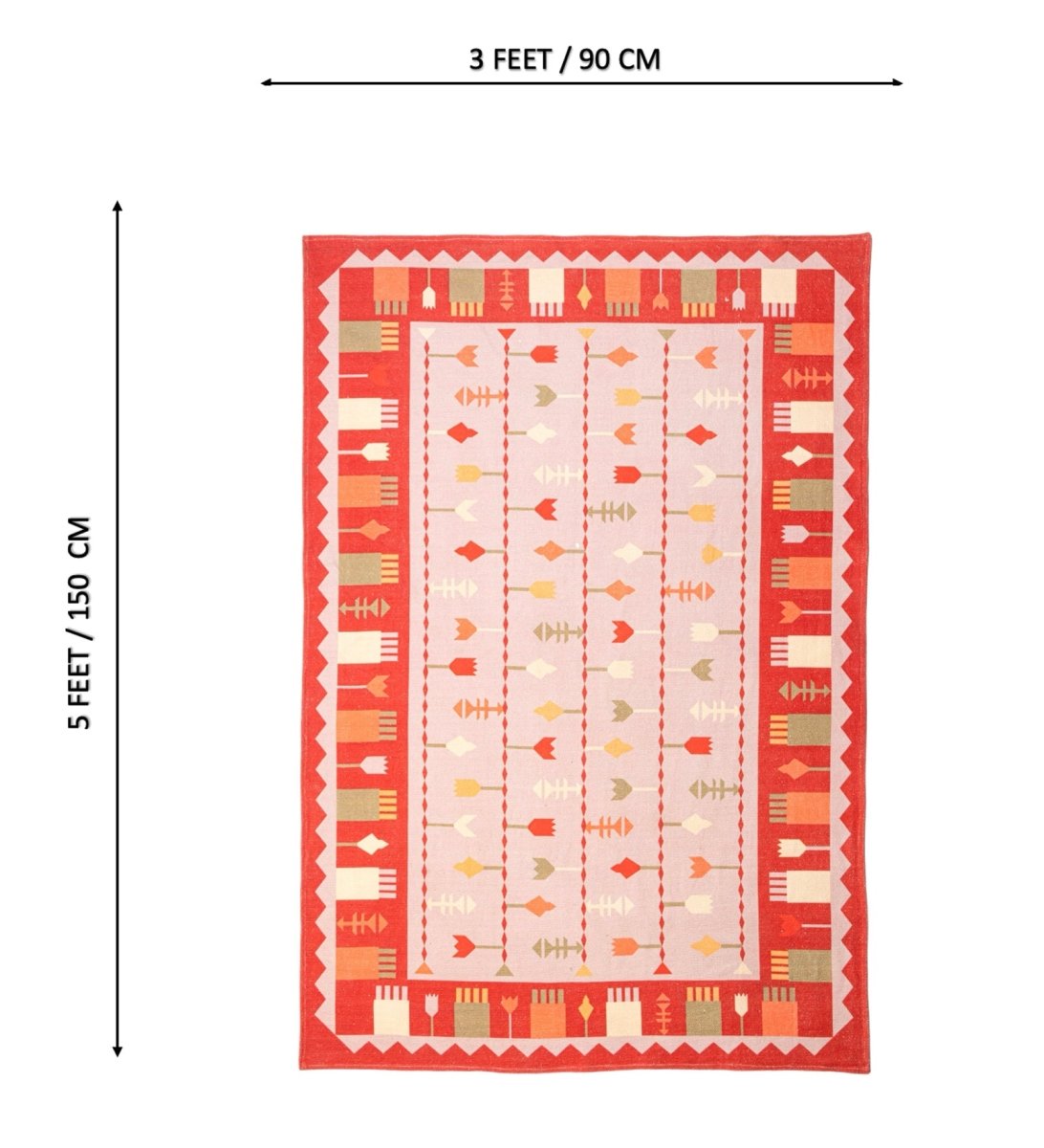 Coral Nomad Arrow rug - back view