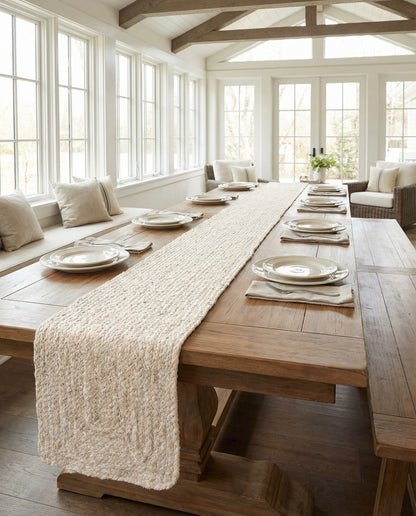 Handmade Braided Chindi Table Runner Rug