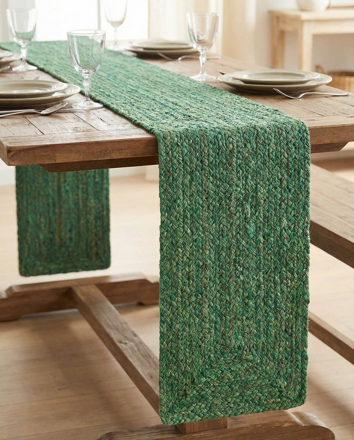 Handmade Braided Chindi Table Runner Rug