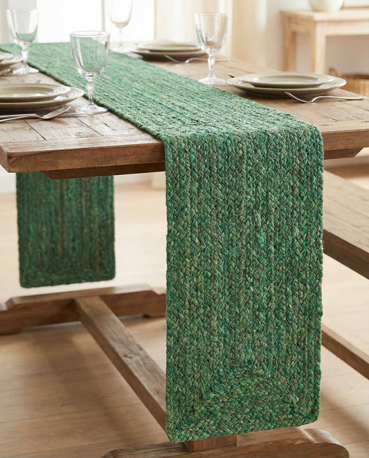 Handmade Braided Chindi Table Runner Rug