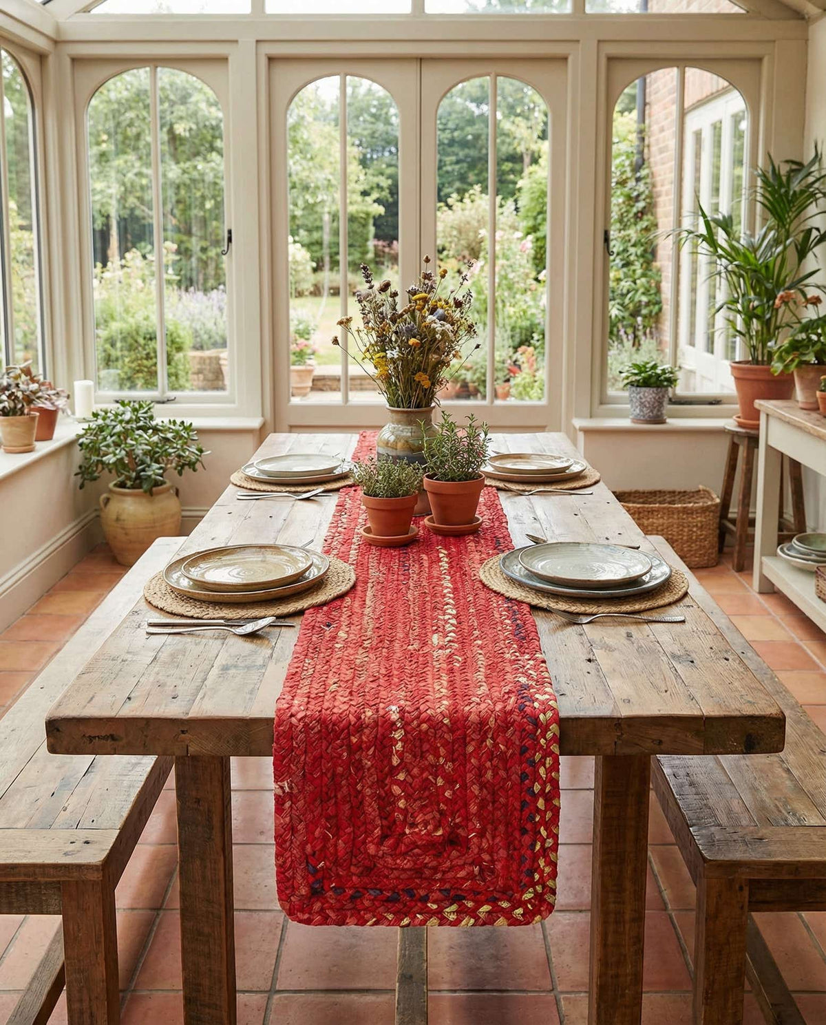 Braided Chindi Hand-Braided Table Runner Rug 100% Recycled Cotton