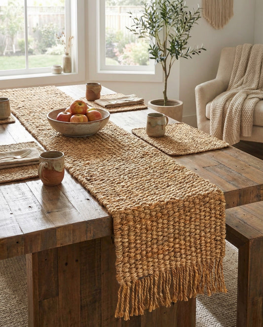 Hand Woven Chunky Jute Table Runner Rug