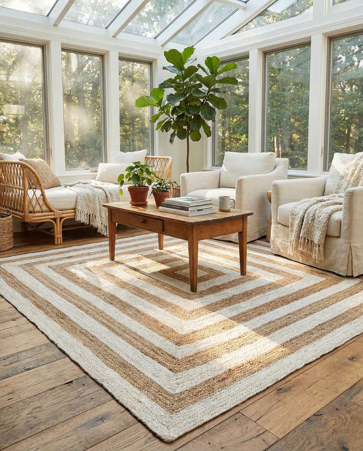 Braided Jute Hand-Braided Area Rug 100% Natural Fiber