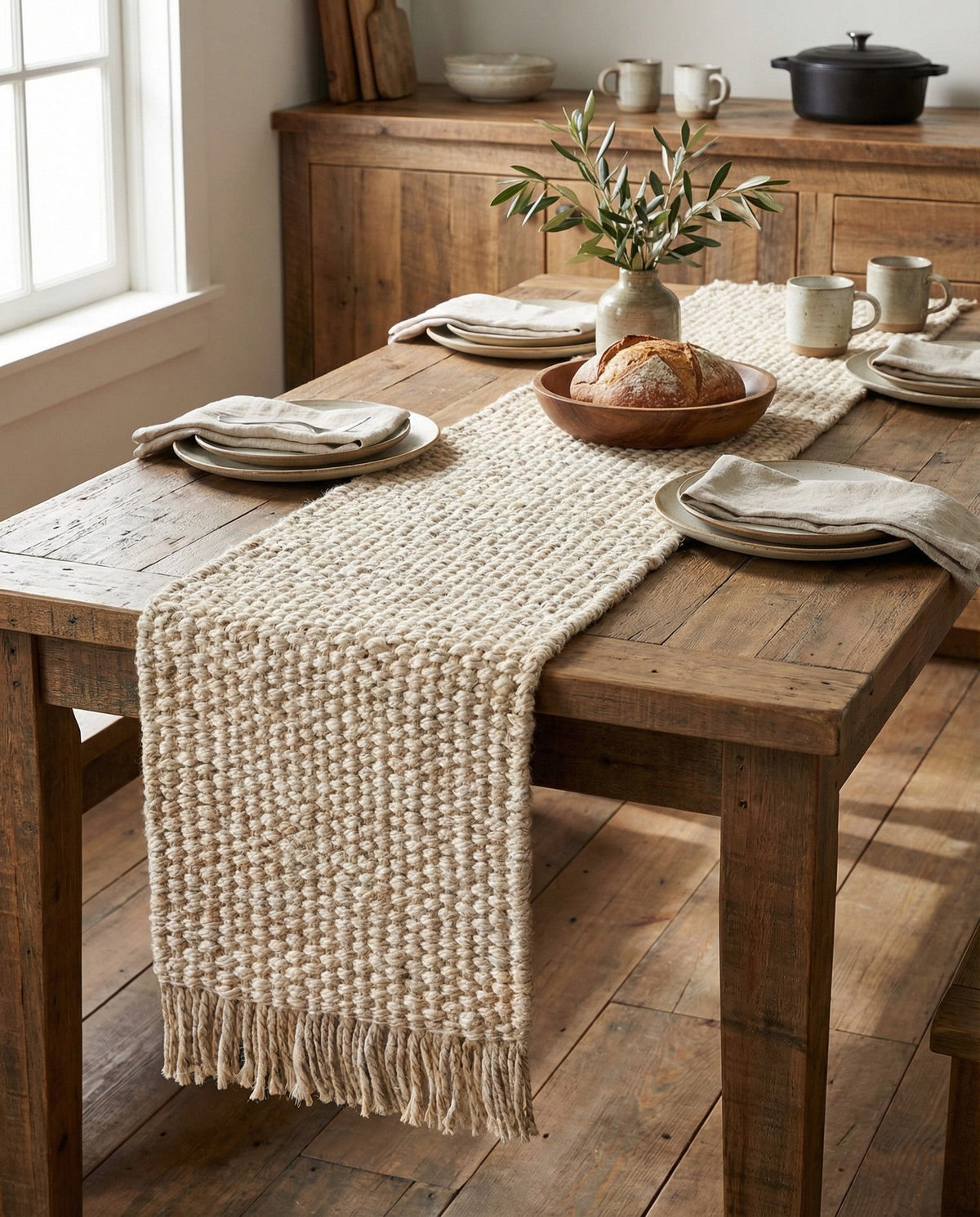 Hand Woven Chunky Jute Table Runner Rug