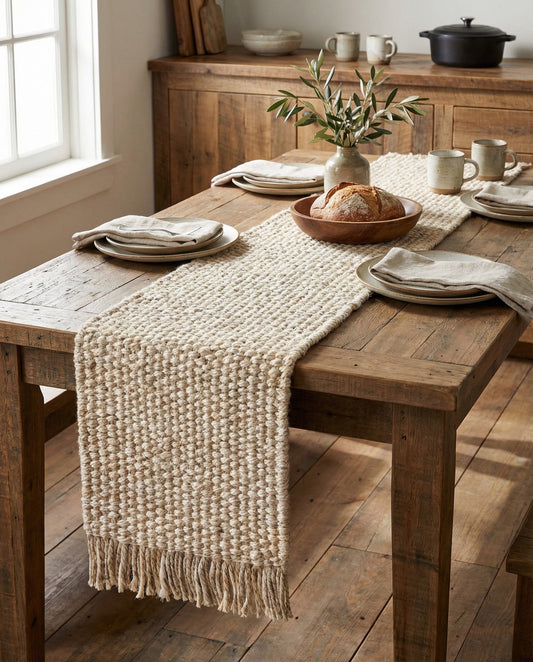 Hand Woven Chunky Jute Table Runner Rug