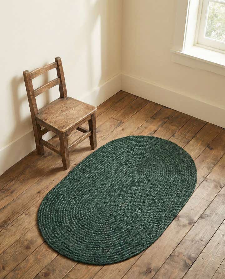 Braided Jute Hand-Braided Oval Rug 100% Natural Fiber