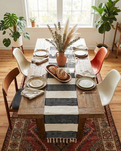 Hand Woven Chindi Rag Table Runner Rug