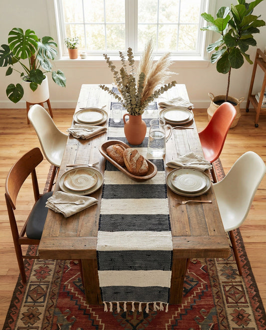 Hand Woven Chindi Rag Table Runner Rug