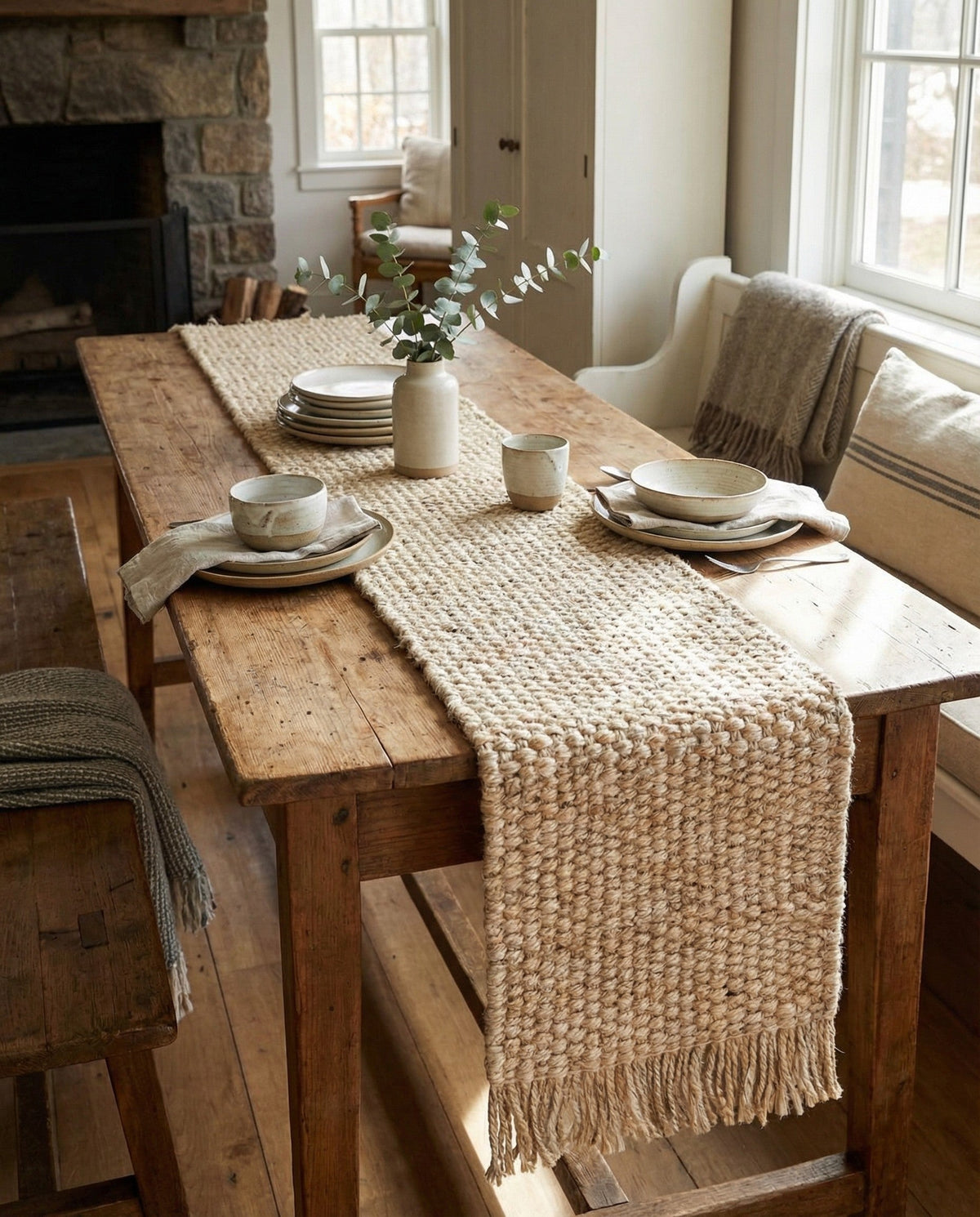 Hand Woven Chunky Jute Table Runner Rug
