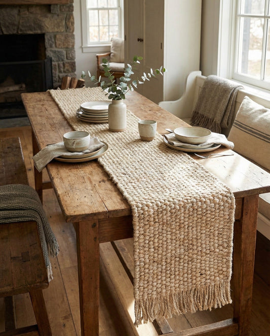 Hand Woven Chunky Jute Table Runner Rug