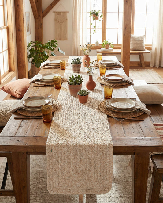Handmade Braided Chindi Table Runner Rug