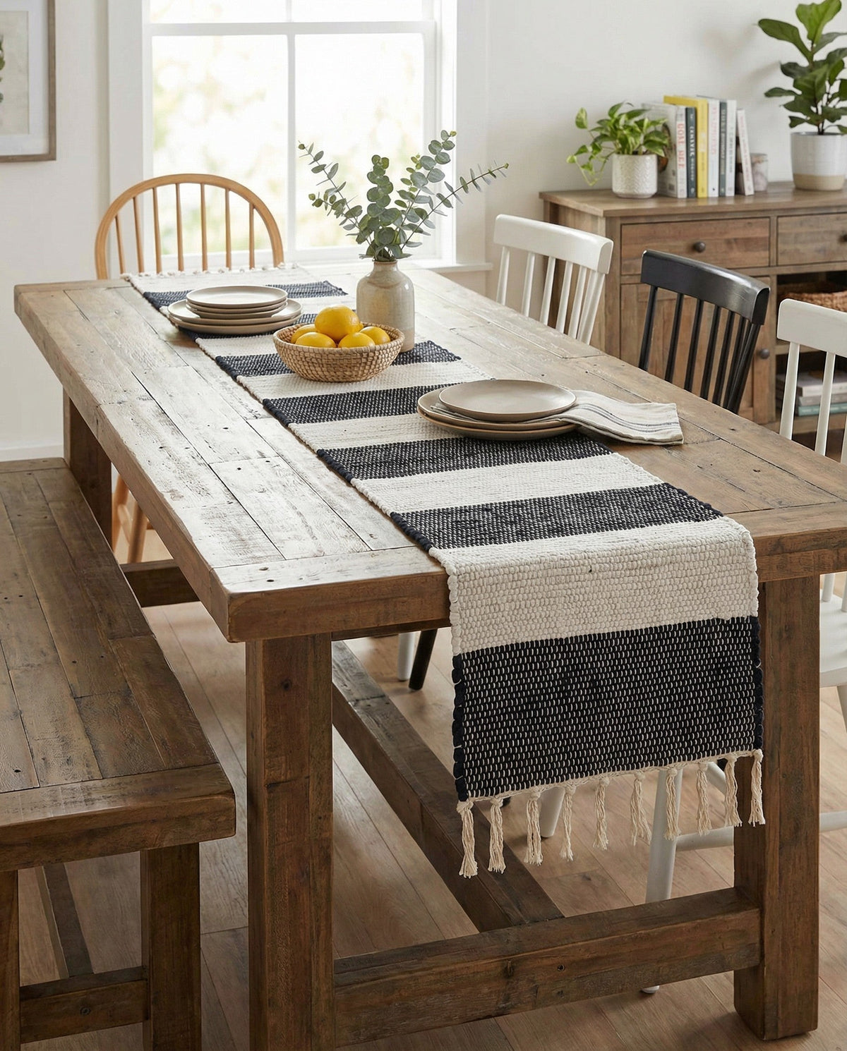 Hand Woven Chindi Rag Table Runner Rug