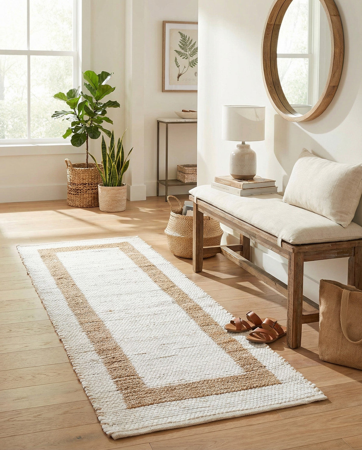 Hand Woven Chindi Jute Runner Rug