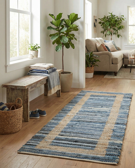 Hand Woven Chindi Jute Runner Rug