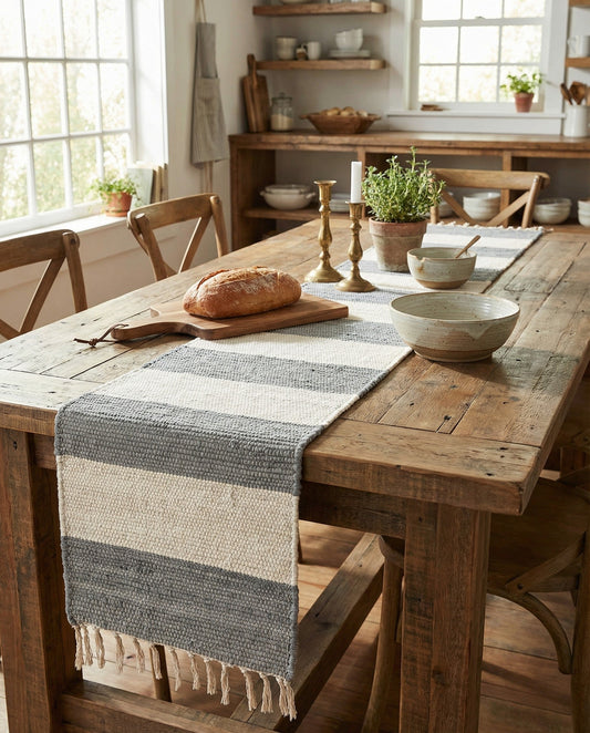 Hand Woven Chindi Rag Table Runner Rug