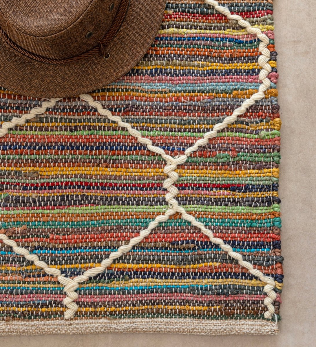 Diamond Trellis Hand Woven Recycled Cotton Chindi Rug