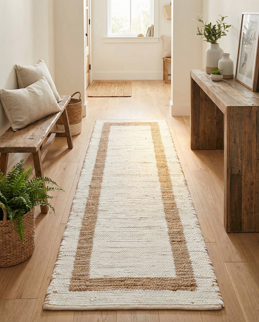 Hand Woven Chindi Jute Runner Rug