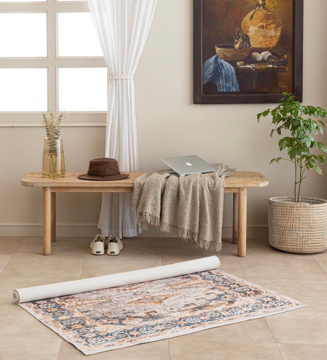 Frosted Azure Vintage Digital Printed Rug