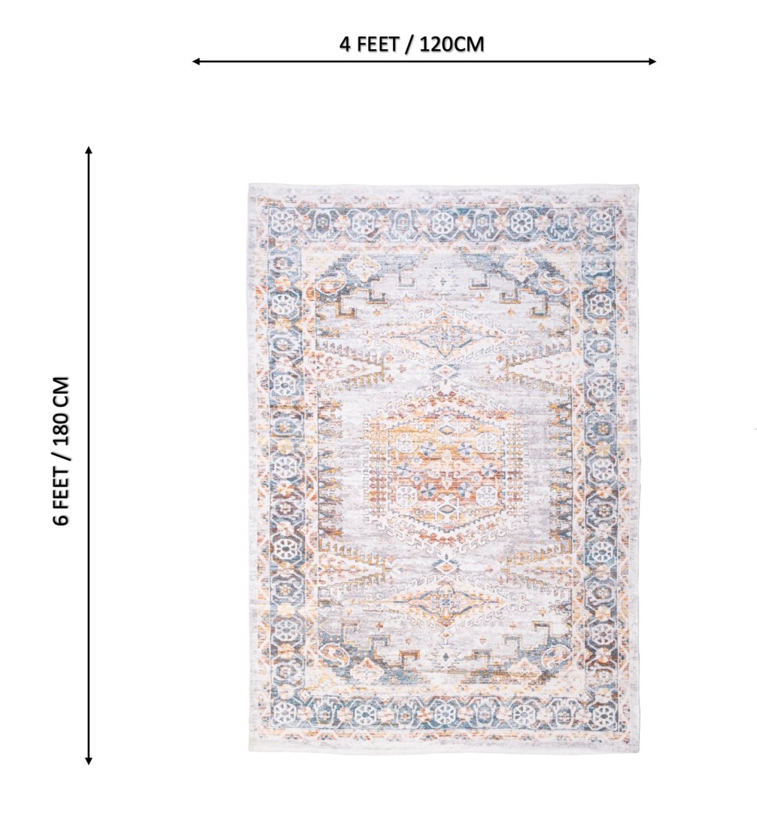 Frosted Azure Vintage Digital Printed Rug