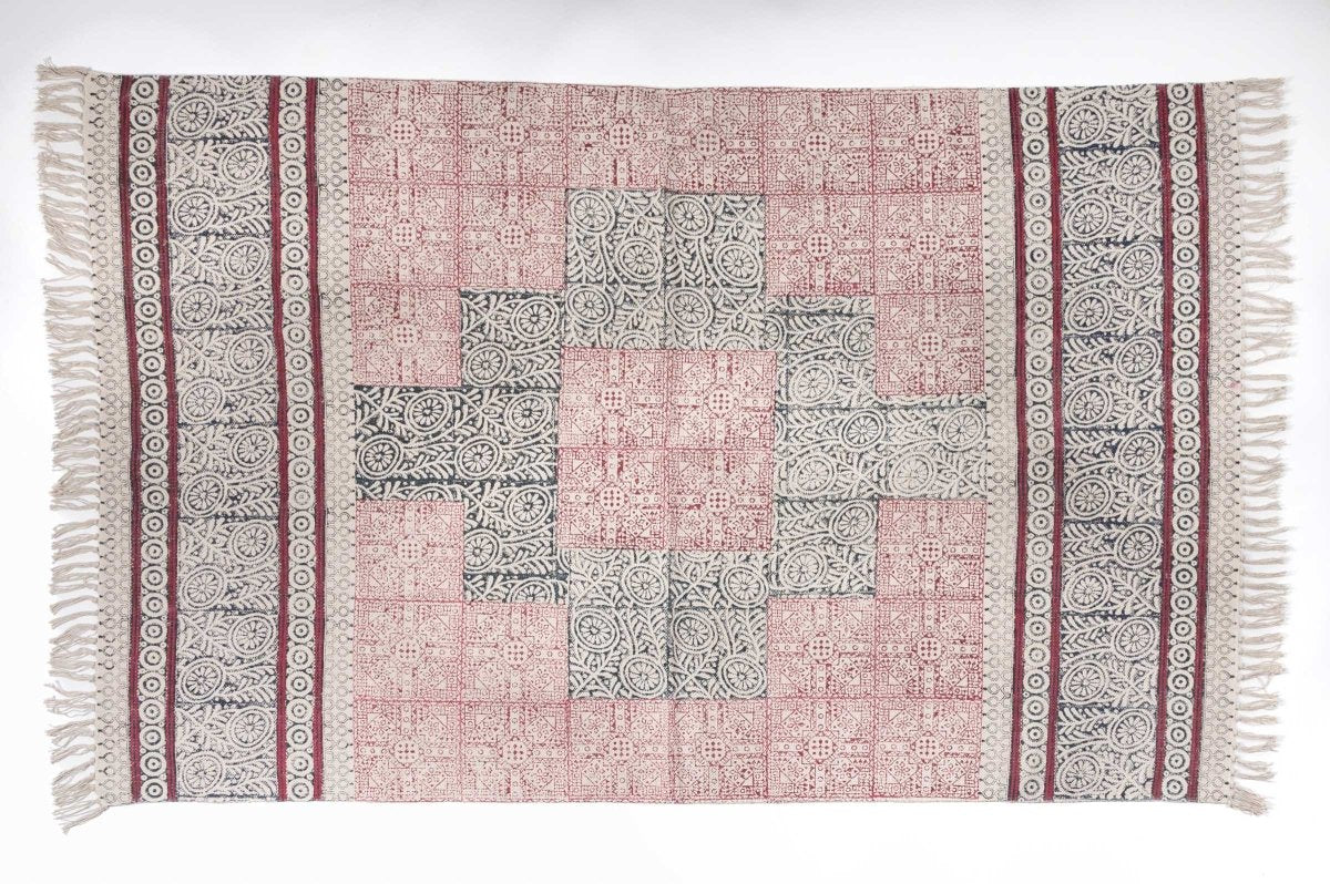GEBZE - Hand Block Printed Cotton Rug