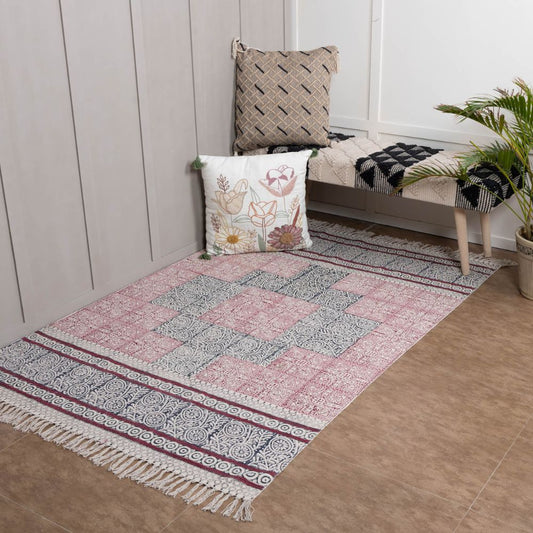 GEBZE - Hand Block Printed Cotton Rug