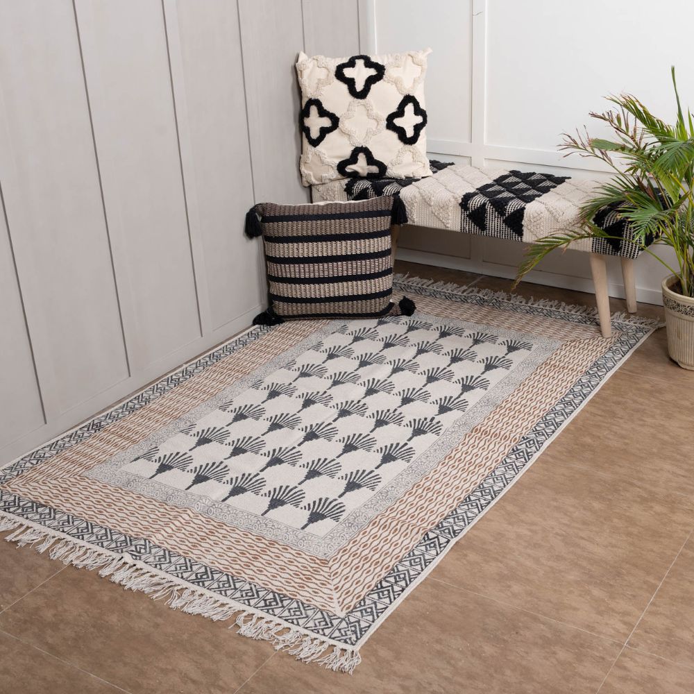 HALFELI - Hand Block Printed Cotton Rug