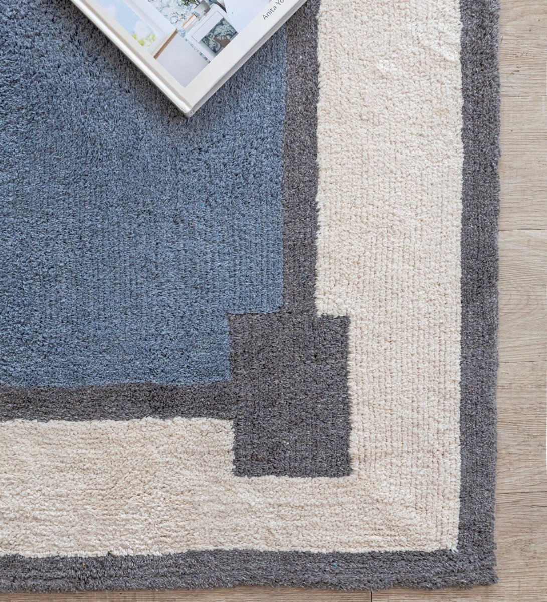 Harbor Blue Hand Tufted rug - side view