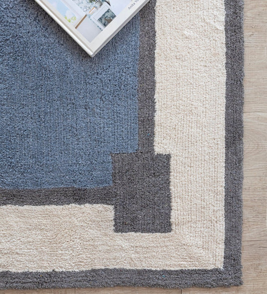 Harbor Blue Hand Tufted rug - side view